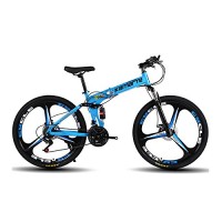 Omeng Shock Speed Mountain Bike Bicycle 3 Spoke Wheels Folding 24/26 inch Dual Disc Brakes (21 speed) - B07F2D81VN